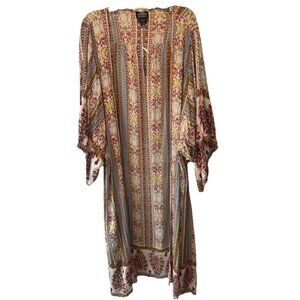 Womens Colorful 3/4 Sleeve Open Kimono Duster Cardigan S NEW Boho Hippie Indie
